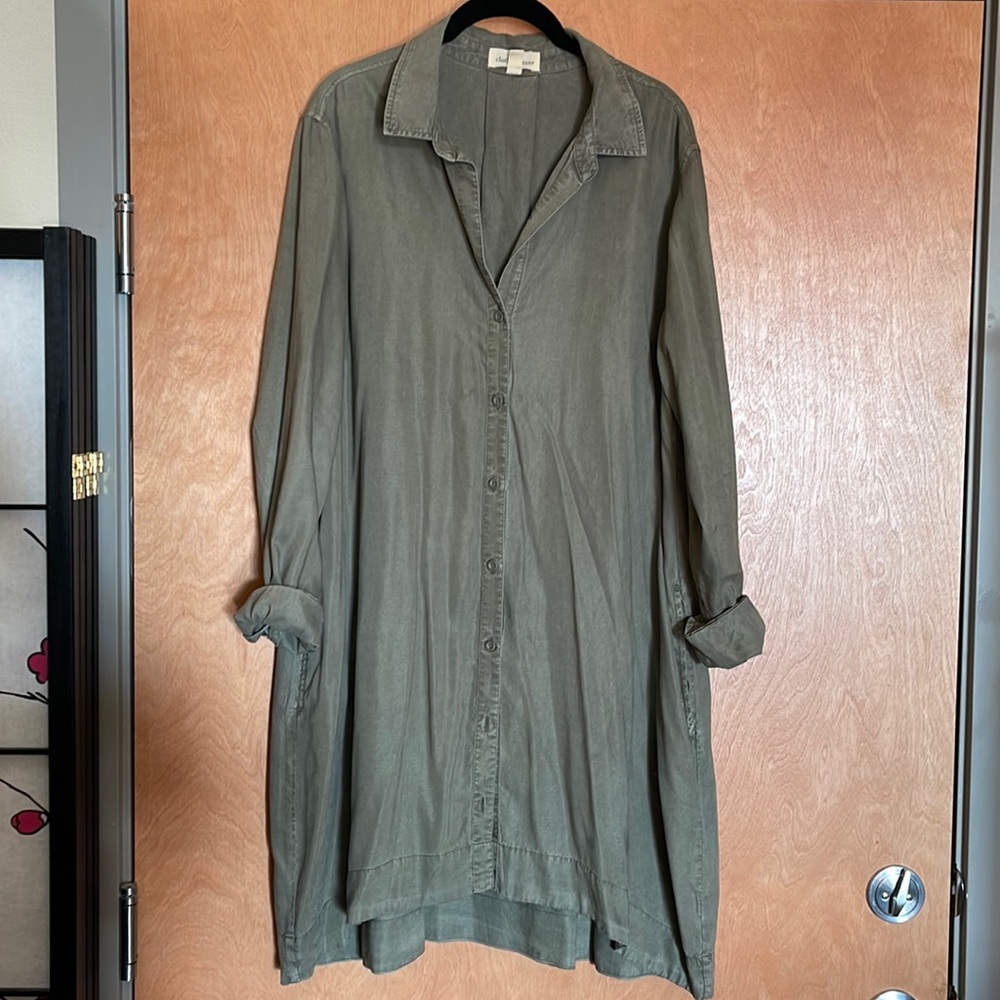 Cloth and stone olive shirt dress